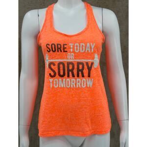 OMT Active Top Womens Large Orange Sore Today Sorry Tomorrow Tank Gym Racerback